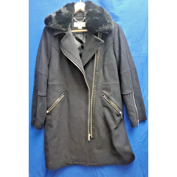 Michael Kors Jackets & Blazers - Michael Kors Jacket Women's L Black Wool Blend Coat Zip Up Pockets